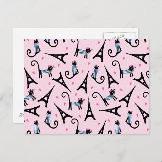 Frans stijlgeperst kleed papier met elastische tow briefkaart (Voorkant / Achterkant)