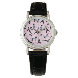 Frans stijlgeperst kleed papier met elastische tow horloge