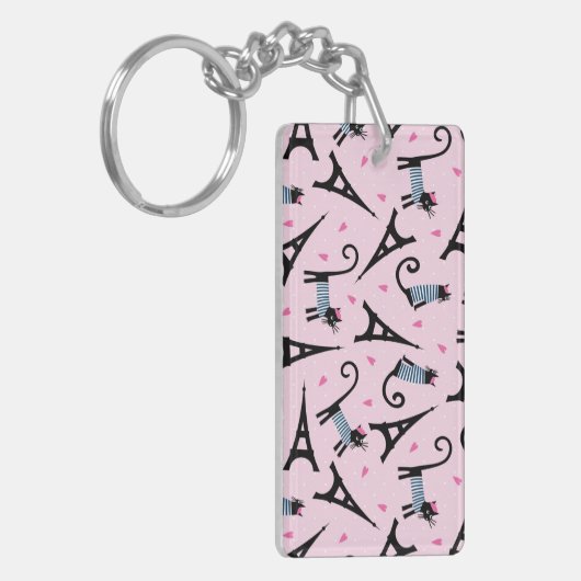 Frans stijlgeperst kleed papier met elastische tow sleutelhanger (Voorkant Links)