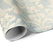 Frans Stoffig Blauw Damask Cadeaupapier (Rol Hoek)