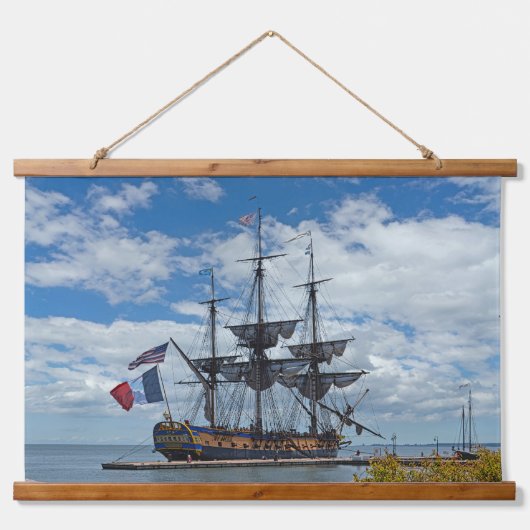 Frans Tall Ship Hermelien bij Yorktown Hangend Wandkleed (Voorkant)