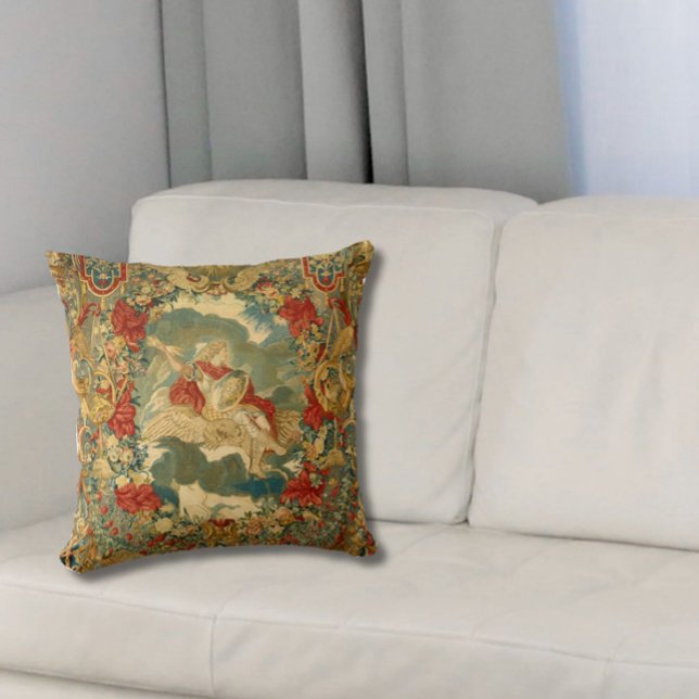 Frans  Tapestry Jewel Tones Kleurrijk Kussen (Add a splash of color and elegance to a living room!)