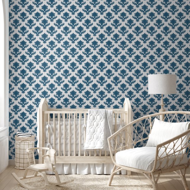 Frans Tapijt Blauw en Wit Behang (Kinderen)
