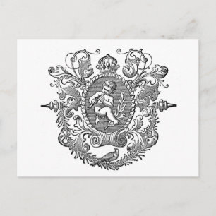 frans tekenontwerp voor kerub - typografie briefkaart