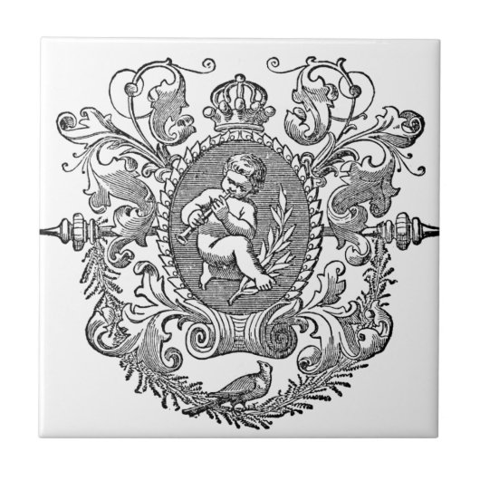  frans tekenontwerp voor kerub - typografie tegeltje (Voorkant)