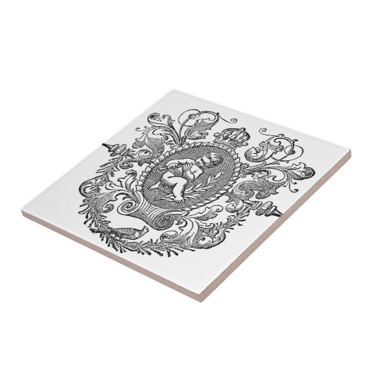  frans tekenontwerp voor kerub - typografie tegeltje (Zijkant)