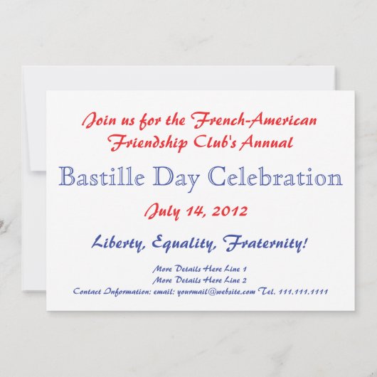 Frans Thema Event - Frans-Amerikaanse vriendschap Kaart (Achterkant)