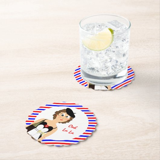 Frans thema kaas en wijn Onderzetter vun papier (Insitu)