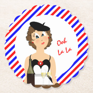 Frans thema kaas en wijn Onderzetter vun papier