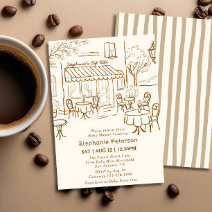 Frans thema koffiehuis cafe Bebe Baby Shower Kaart