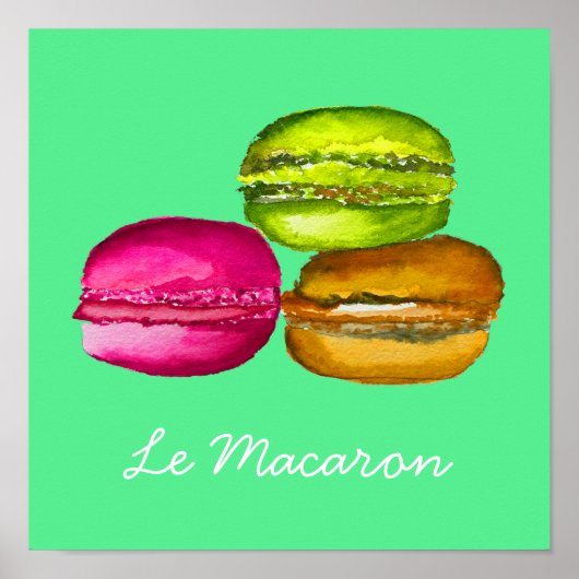 Frans thema Le Macaron leuke waterverf kunst Poster (Voorkant)