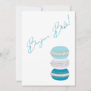 Frans thema Macarons Blue Boy Baby shower Kaart