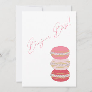 Frans thema Macarons roze Baby shower Kaart