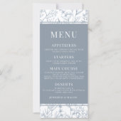 Frans thema stoffige blauwe bloemenbruiloft menuka (Voorkant)