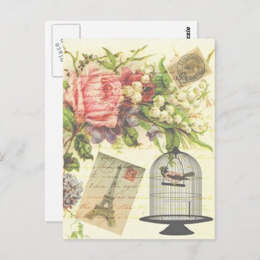 Frans Theme Paris Briefkaart (Voorkant / Achterkant)