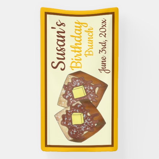 Frans Toast Maple Syrup Verjaardag Ontbijt Brunch Spandoek (Verticaal)