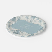 Frans Toile Beer en Bunny Baby shower Papieren Bordje (Gekanteld)