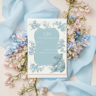 Frans Toile Beer en Bunny Baby shower RSVP Kaartje