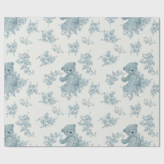 Frans Toile Beer en Bunny Cadeaupapier (Vlak)