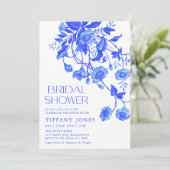  Frans Toile Blauw Bloemen Vrijgezellenfeest Kaart (Staand voorkant)