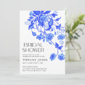 Frans Toile Blauw Bloemen Vrijgezellenfeest Kaart (Staand voorkant)