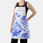  Frans Toile Blauw Bloemen Vrijgezellenfeest Schort (Insitu)