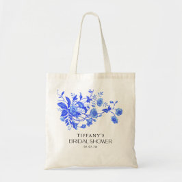 Frans Toile Blauw Bloemen Vrijgezellenfeest Tote Bag