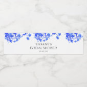  Frans Toile Blauw Bloemen Vrijgezellenfeest Waterfles Etiket (Enkel label)