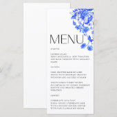  Frans Toile Bloemenblauw Vrijgezellenfeest Menu (Voorkant / Achterkant)