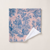Frans toile de jouy blauw en roze elegant bad handdoek (Wasdoekje)