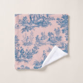 Frans toile de jouy blauw en roze elegant bad handdoek (Wasdoekje)