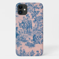 Frans toile de jouy blauw en roze elegant