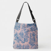 Frans toile de jouy blauw en roze elegant crossbody tas (Voorkant)