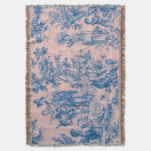 Frans toile de jouy blauw en roze elegant deken (Voorkant Verticaal)