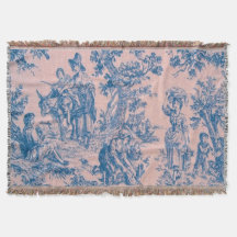 Frans toile de jouy blauw en roze elegant