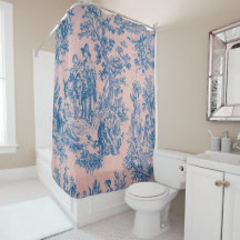 Frans toile de jouy blauw en roze elegant