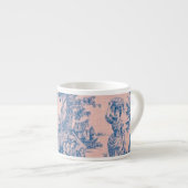 Frans toile de jouy blauw en roze elegant espresso kop (Voorkant rechts)