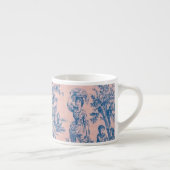 Frans toile de jouy blauw en roze elegant espresso kop (Rechts)