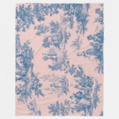 Frans toile de jouy blauw en roze elegant fleece deken (Voorkant)