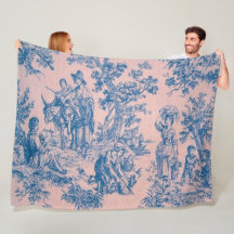 Frans toile de jouy blauw en roze elegant