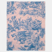 Frans toile de jouy blauw en roze elegant fleece deken (Voorkant)