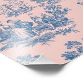 Frans toile de jouy blauw en roze elegant foto afdruk (Hoek)
