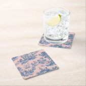 Frans toile de jouy blauw en roze elegant kartonnen onderzetters (Insitu)