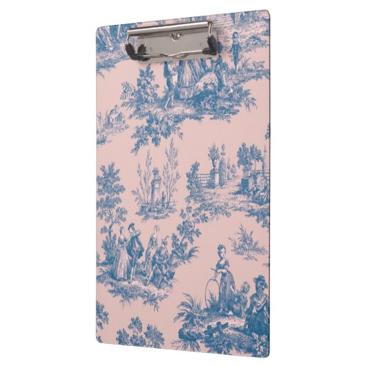 Frans toile de jouy blauw en roze elegant klembord (Links)