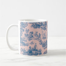 Frans toile de jouy blauw en roze elegant
