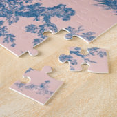 Frans toile de jouy blauw en roze elegant legpuzzel (Zijkant)