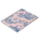 Frans toile de jouy blauw en roze elegant notitieboek (Linkerzijde)