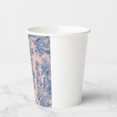Frans toile de jouy blauw en roze elegant papieren bekers (Links)