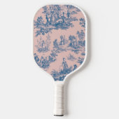 Frans toile de jouy blauw en roze elegant pickleball paddle (Achterkant)