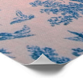 Frans toile de jouy blauw en roze elegant poster (Hoek)